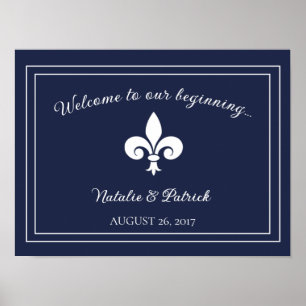 Navy Fleur de Lis Wedding Poster