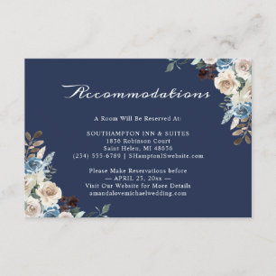 Navy Floral Accommodations Enclosure Card