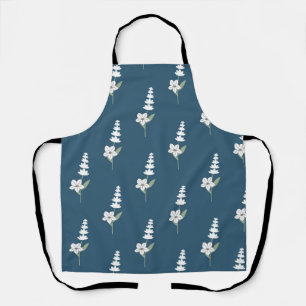 Navy Floral Bohemian Botanical Pattern Apron