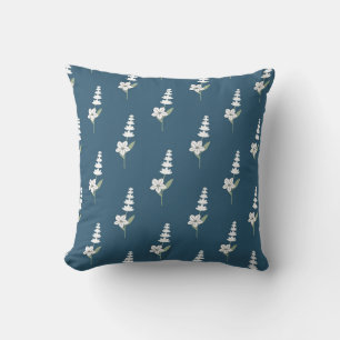 Navy Floral Bohemian Botanical Pattern Cushion