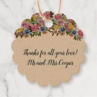 Navy Floral Bohemian Chic Wedding Thank You Favour Tags