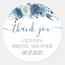 Navy Floral Bridal Shower Favour Stickers