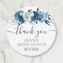 Navy Floral Bridal Shower Favour Tags