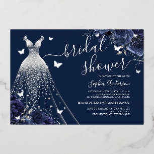Navy Floral Butterfly Sparkle Dress Bridal Shower