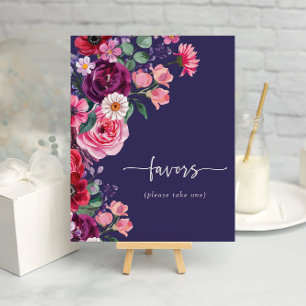 Navy Floral Favours Wedding Poster