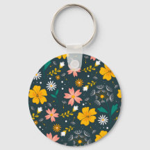 Navy Floral Garden Whimsical Spring Pattern