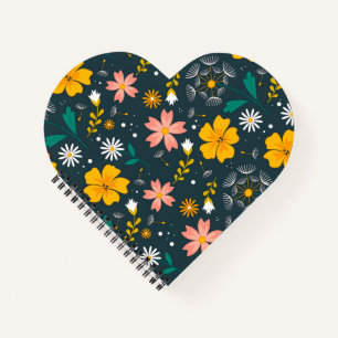 Navy Floral Garden Whimsical Spring Pattern Notebook