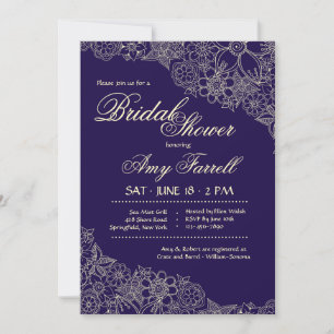 Navy Floral Invitation