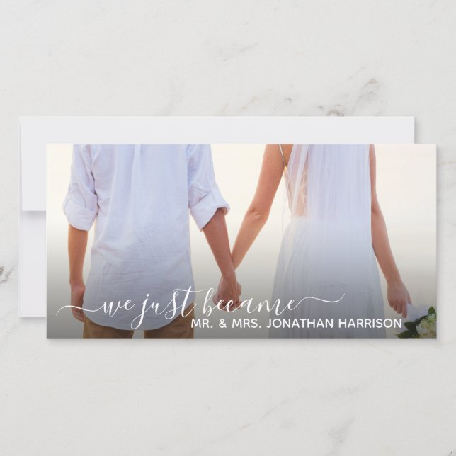 Navy Floral Lanterns Photo Just Married Website Announcement (Front)