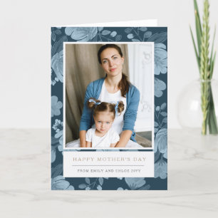 Navy Floral Mother's Day Card