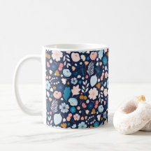 Navy Floral Mug