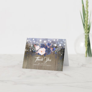 Navy Floral Rustic Wedding Thank You