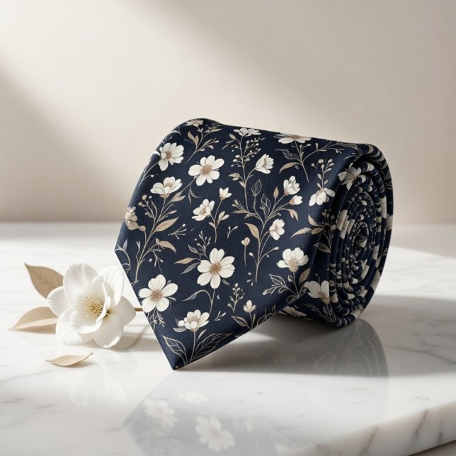 Navy Floral Tie (Creator Uploaded)