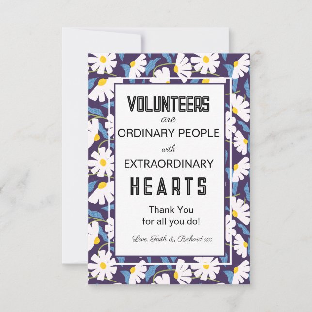 Navy Floral Volunteer Appreciation Week Card |  (Front)