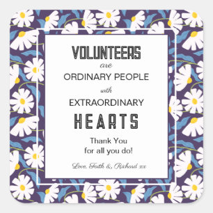 Navy Floral Volunteer Appreciation Week Card    Square Sticker