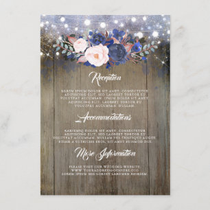 Navy Floral Wedding Information Guest Enclosure Card