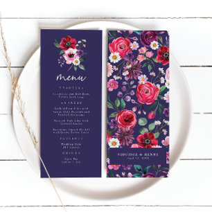 Navy Floral Wedding Menu