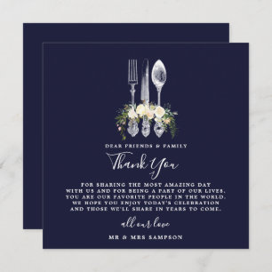 navy floral wedding thank you reception card