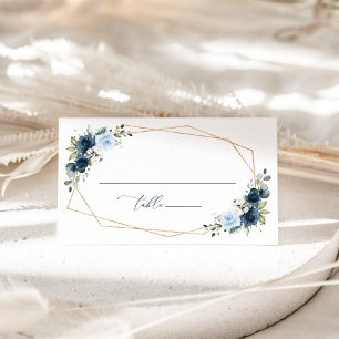 Navy Flowers, Blue Flowers, Boho, Bridal Shower Place Card
