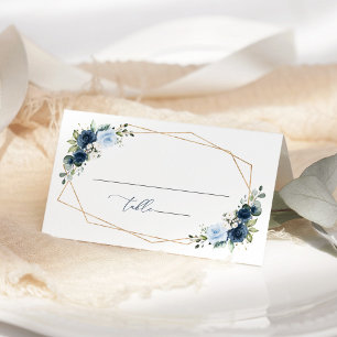 Navy Flowers, Blue Flowers, Boho, Bridal Shower Place Card
