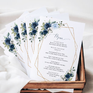 Navy Flowers, Blue Flowers, Bridal Shower Menu