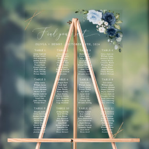 Navy Flowers, Blue Flowers, Wedding Seating Chart
