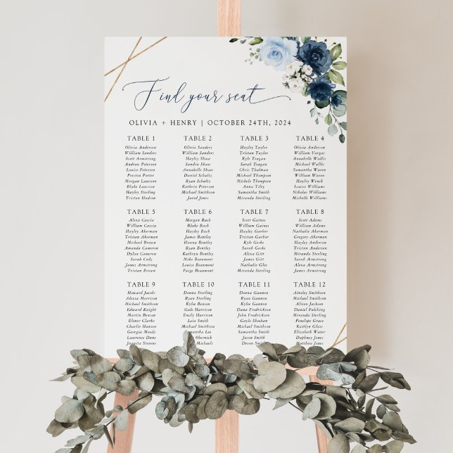 Navy Flowers, Blue Flowers, Wedding Seating Chart (Creator Uploaded)
