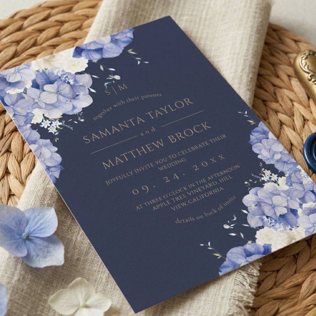 Navy Flowers ⎮Elegant All in One Invitation (Creator Uploaded)