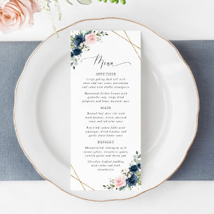 Navy Flowers, Pink Flowers, Bridal Shower Menu