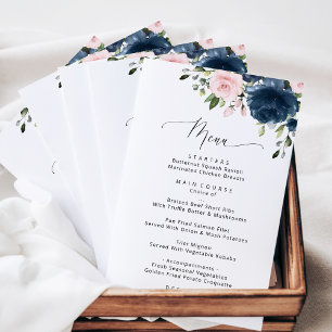 Navy Flowers, Pink Flowers, Bridal Shower Menu