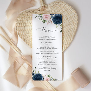 Navy Flowers, Pink Flowers, Bridal Shower Menu
