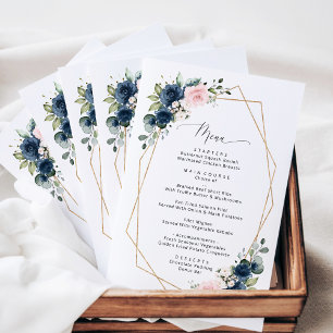 Navy Flowers, Pink Flowers, Bridal Shower Menu