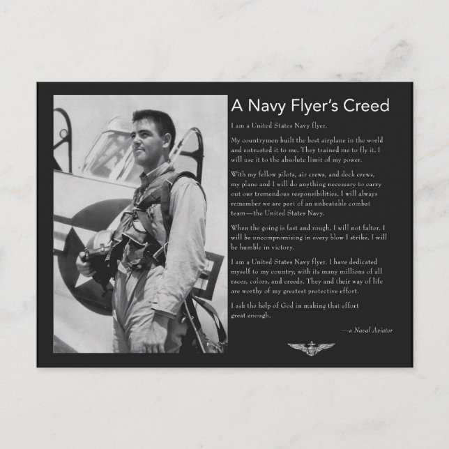 Navy Flyer's Creed Postcard (Front)