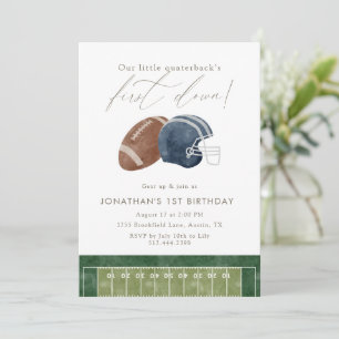 Navy Football Helmet First Birthday Invitation