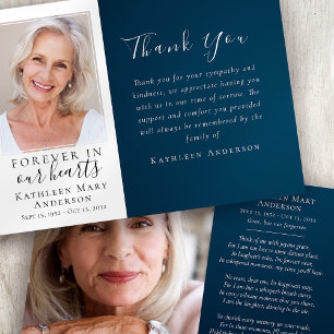 Navy Forever in Our Hearts Photo Funeral Thank You Card