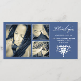 NAVY FORMAL COLLAGE   WEDDING THANK YOU CARD
