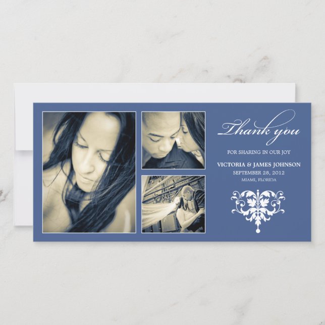 NAVY FORMAL COLLAGE | WEDDING THANK YOU CARD (Front)