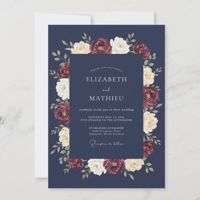 Navy Formal Winter Wedding Invitation (Front)