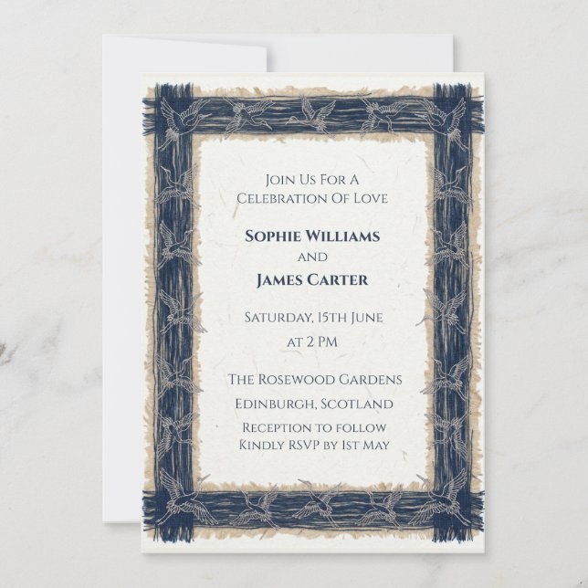 Navy Frame Wedding Invitation (Front)