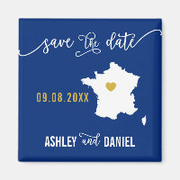 Navy France Wedding Save the Date Map
