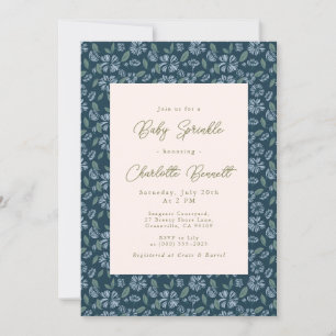 Navy Frost Bloom Floral Baby Sprinkle Invitation