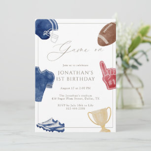 Navy Game On Football Birthday Invitation