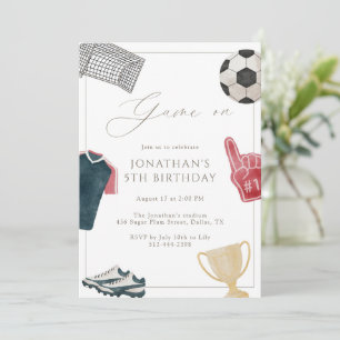 Navy Game On Soccer Birthday Party Sports Invitation