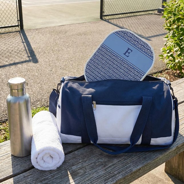 Navy Geometric Chevron Monogram Design Pickleball Paddle (Creator Uploaded)