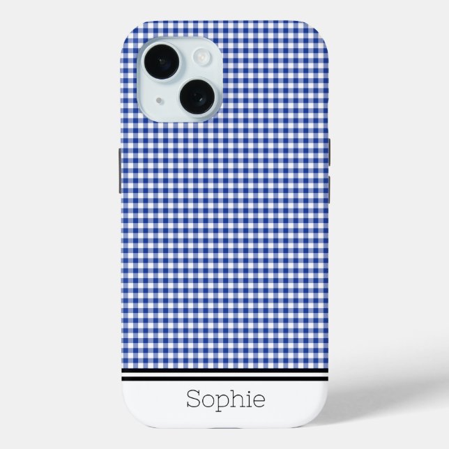 Navy Gingham Custom Samsung Case-Mate iPhone Case (Back)