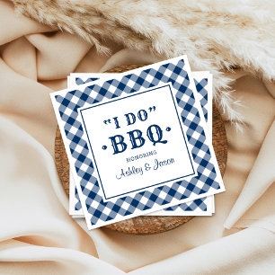 Navy Gingham I Do BBQ Wedding Napkin