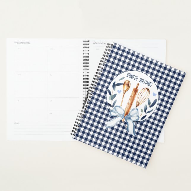 Navy Gingham Utsensils Cooking Bakery Planner (Display)
