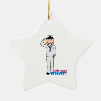 Navy Girl in Sailor Uniform Ceramic Tree Decoration