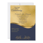 Navy & Gold 50th Wedding Anniversary Invitation