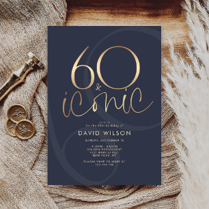 Navy Gold 60 and Iconic Birthday Party Invitation